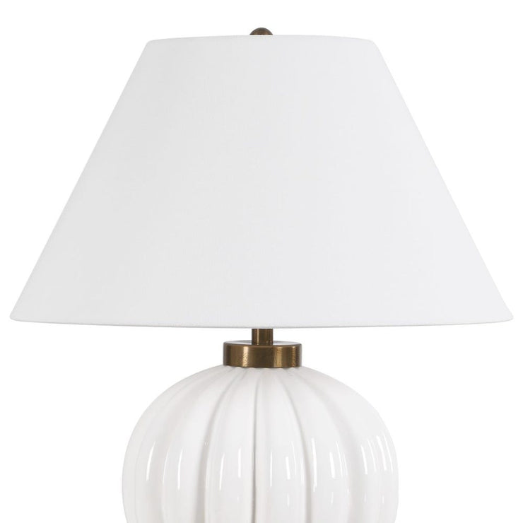 Uttermost Irena Ribbed Glossy White Spheres Table Lamp