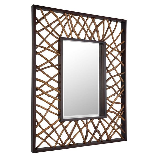 Uttermost Teak Maze Mahogany Rustic Modern Rectangular Mirror