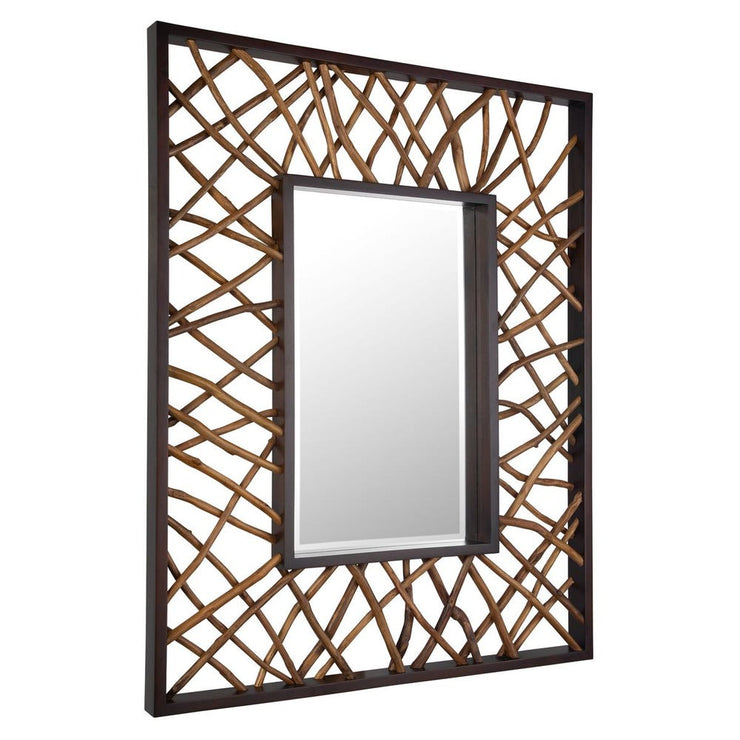 Uttermost Teak Maze Mahogany Rustic Modern Rectangular Mirror