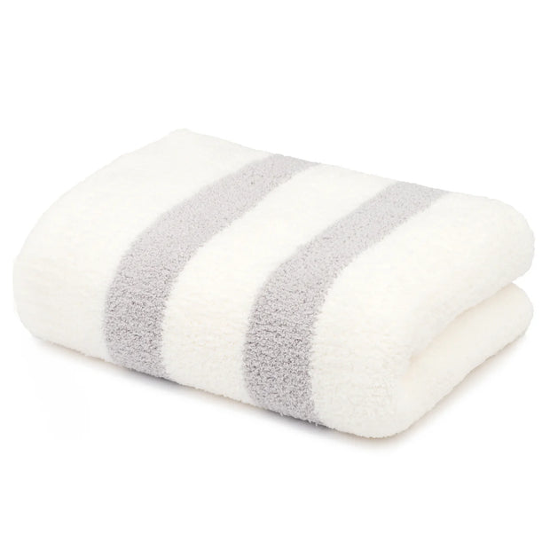 Kashwere Ultra Plush Soapstone and Creme 2 Stripe Throw Blanket