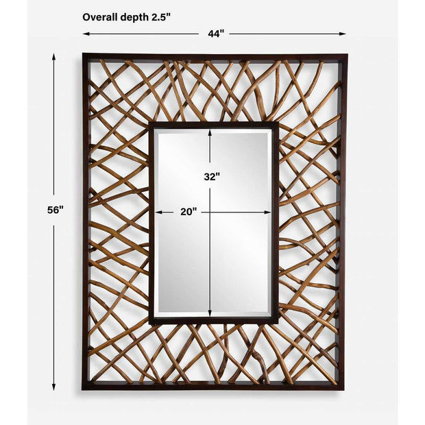 Uttermost Teak Maze Mahogany Rustic Modern Rectangular Mirror