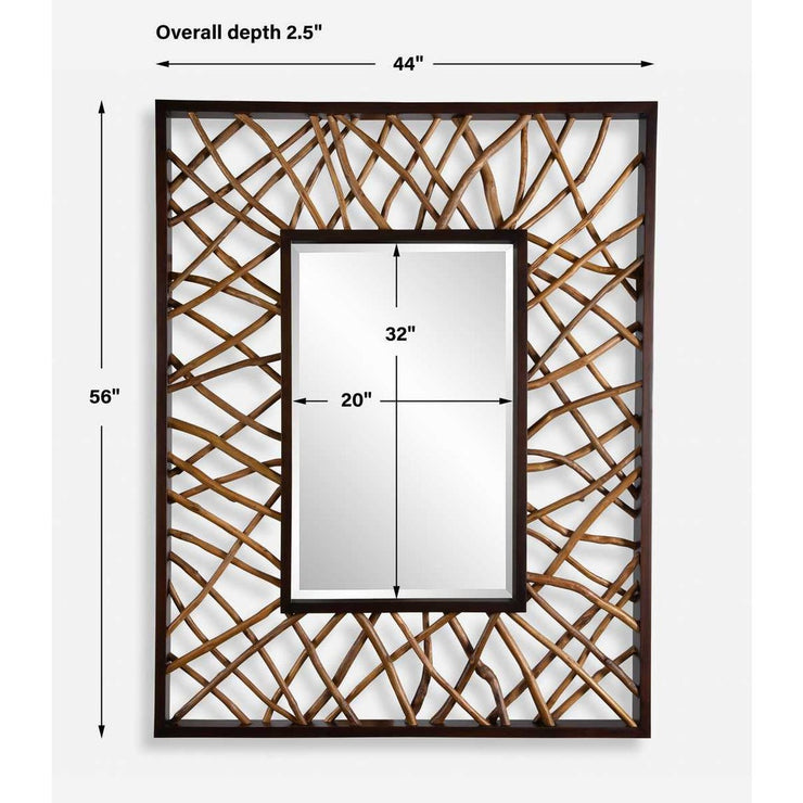 Uttermost Teak Maze Mahogany Rustic Modern Rectangular Mirror