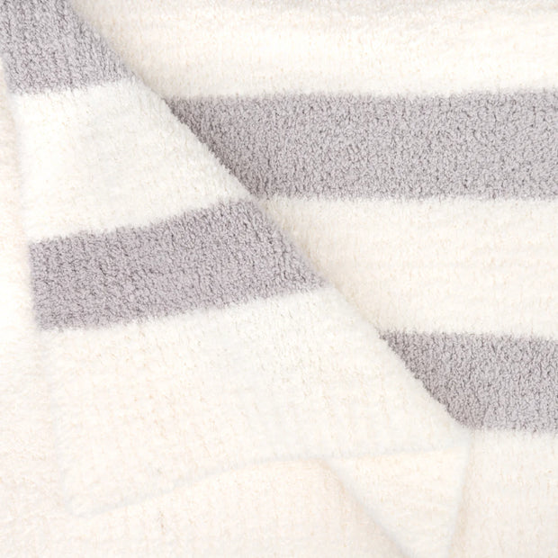 Kashwere Ultra Plush Soapstone and Creme 2 Stripe Throw Blanket