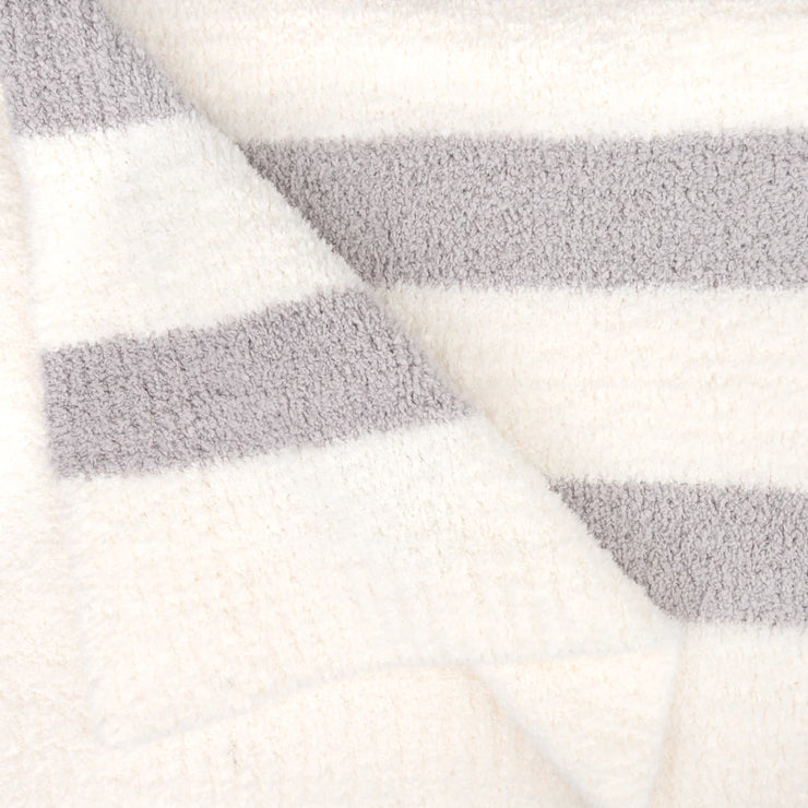 Kashwere Ultra Plush Soapstone and Creme 2 Stripe Throw Blanket