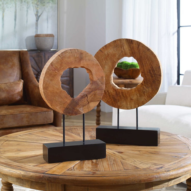 Uttermost Ashlea Mango Wood With Black Marble Set of 2 Sculptures