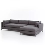 Four Hands Grammercy 2 Piece Right Chaise Sectional 120” ~ Bennett Charcoal Upholstered Fabric