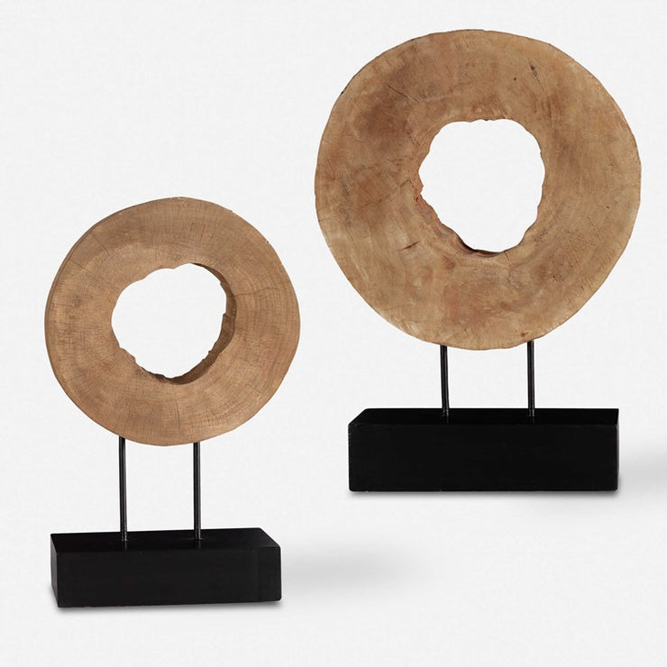 Uttermost Ashlea Mango Wood With Black Marble Set of 2 Sculptures