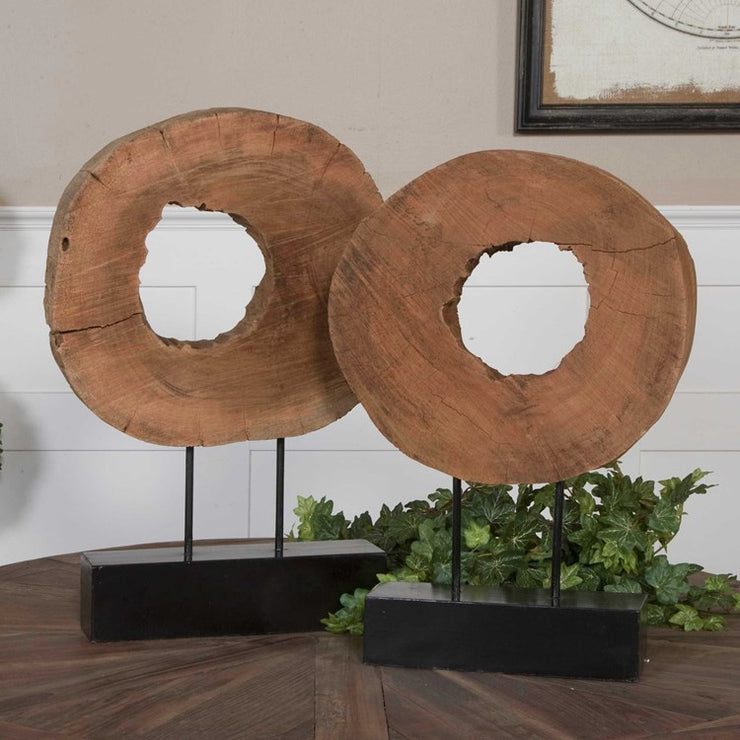 Uttermost Ashlea Mango Wood With Black Marble Set of 2 Sculptures