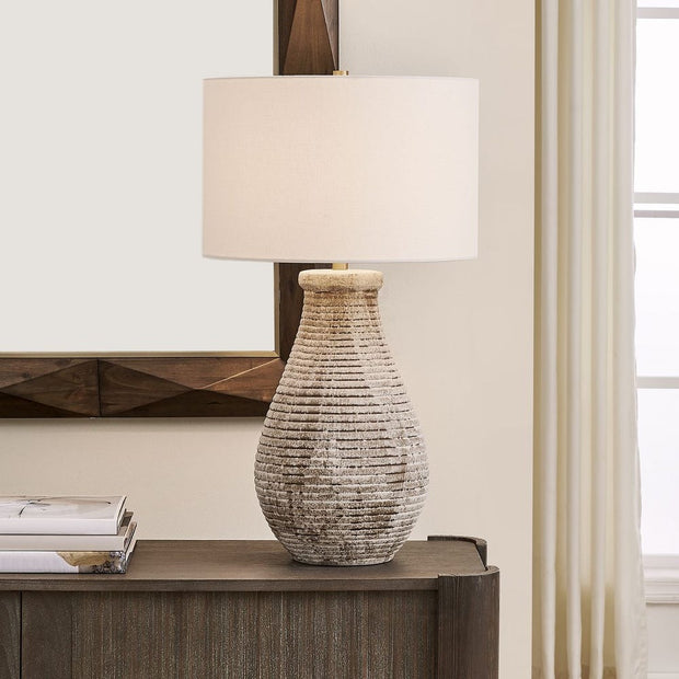 Uttermost Dorothea Stone Gray And Ivory Table Lamp