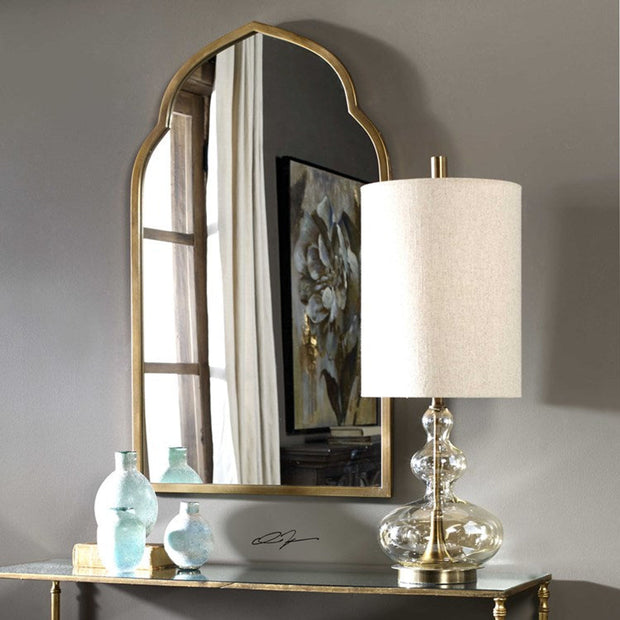 Uttermost Formoso Light Amber Glass With Antiqued Brass Buffet Lamp