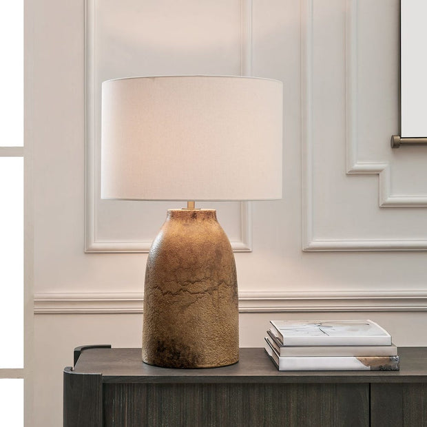 Uttermost Harris Organic Brown Table Lamp With A Warm White Linen Shade