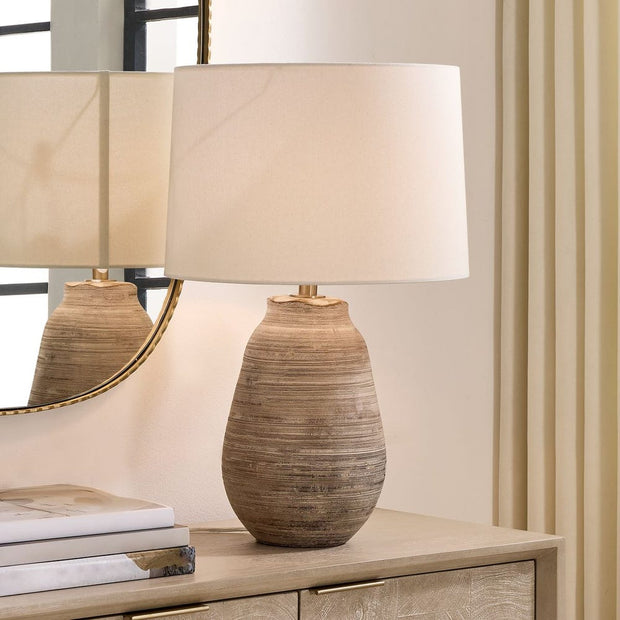 Uttermost Tonachio Distressed Light Gray With Rustic Brown Table Lamp