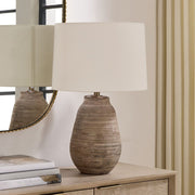 Uttermost Tonachio Distressed Light Gray With Rustic Brown Table Lamp