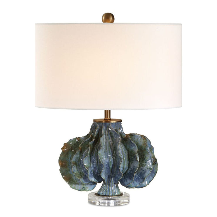 Uttermost Ruffle Up Blue Green And Warm Brown Table Lamp