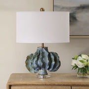 Uttermost Ruffle Up Blue Green And Warm Brown Table Lamp