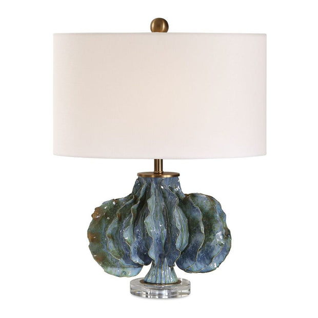 Uttermost Ruffle Up Blue Green And Warm Brown Table Lamp
