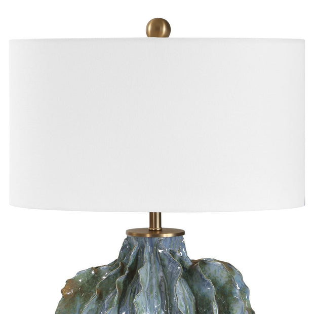 Uttermost Ruffle Up Blue Green And Warm Brown Table Lamp