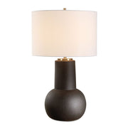 Uttermost Robson Rustic Bronze Glaze Table Lamp With Crisp White Linen Shade