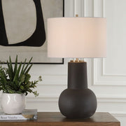 Uttermost Robson Rustic Bronze Glaze Table Lamp With Crisp White Linen Shade