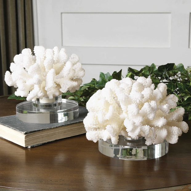 Uttermost Hard Coral and Crystal Set of 2 Sculptures