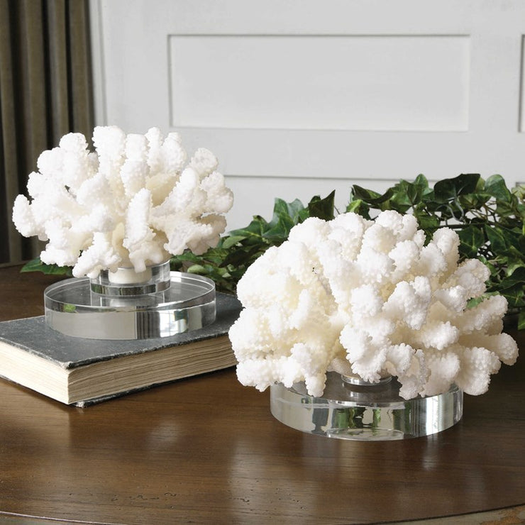 Uttermost Hard Coral and Crystal Set of 2 Sculptures