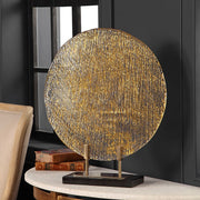 Uttermost Lavan Gold Art Glass Charger on Black Marble Base