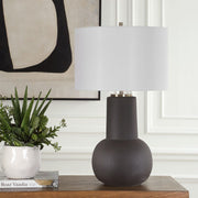 Uttermost Robson Rustic Bronze Glaze Table Lamp With Crisp White Linen Shade