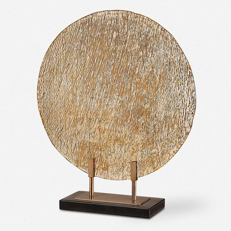 Uttermost Lavan Gold Art Glass Charger on Black Marble Base