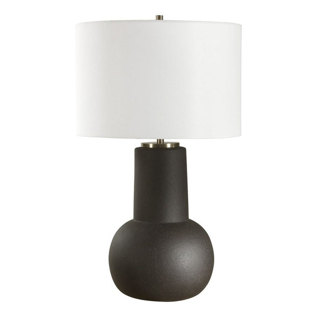 Uttermost Robson Rustic Bronze Glaze Table Lamp With Crisp White Linen Shade