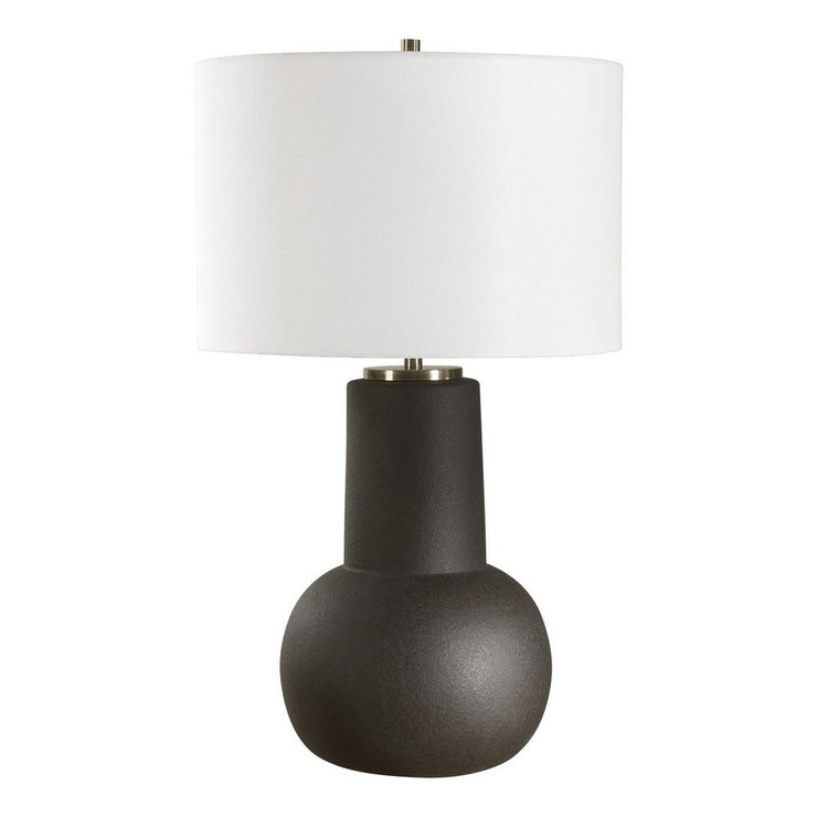 Uttermost Robson Rustic Bronze Glaze Table Lamp With Crisp White Linen Shade