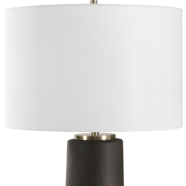Uttermost Robson Rustic Bronze Glaze Table Lamp With Crisp White Linen Shade