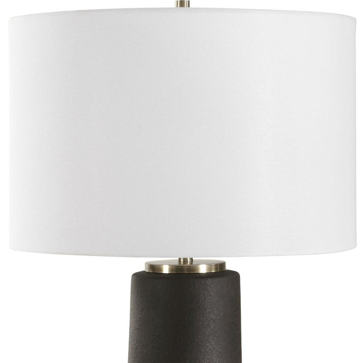 Uttermost Robson Rustic Bronze Glaze Table Lamp With Crisp White Linen Shade