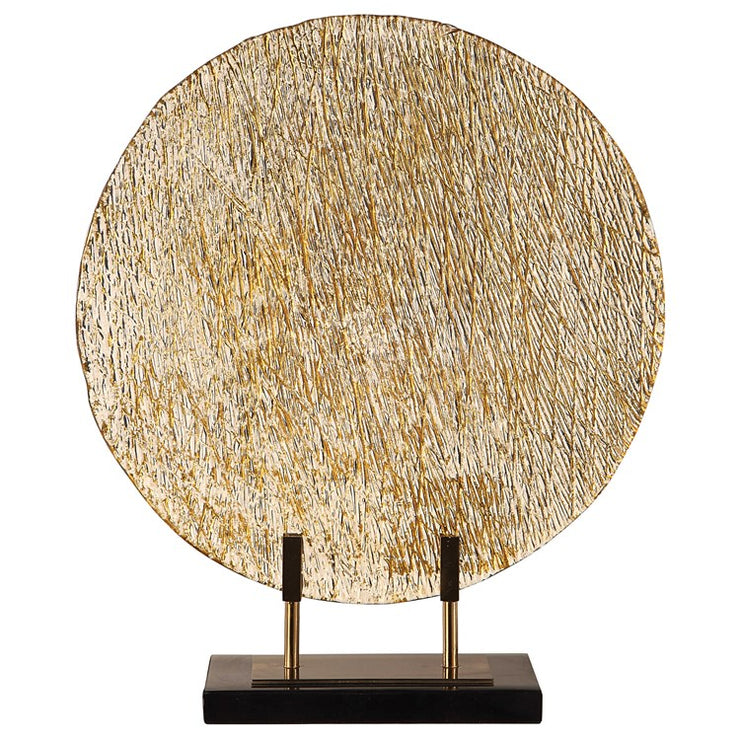 Uttermost Lavan Gold Art Glass Charger on Black Marble Base