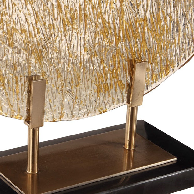 Uttermost Lavan Gold Art Glass Charger on Black Marble Base