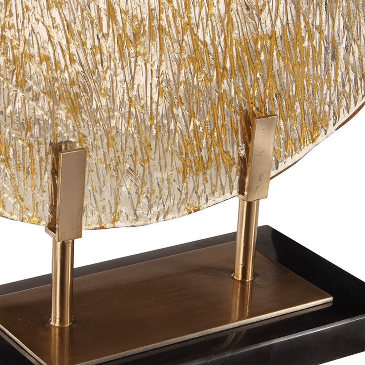 Uttermost Lavan Gold Art Glass Charger on Black Marble Base