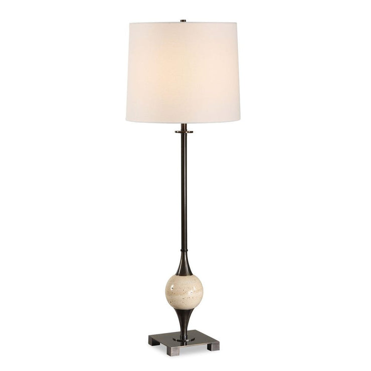 Uttermost Dempsey Dark Bronze With Travertine Orb Buffet Lamp