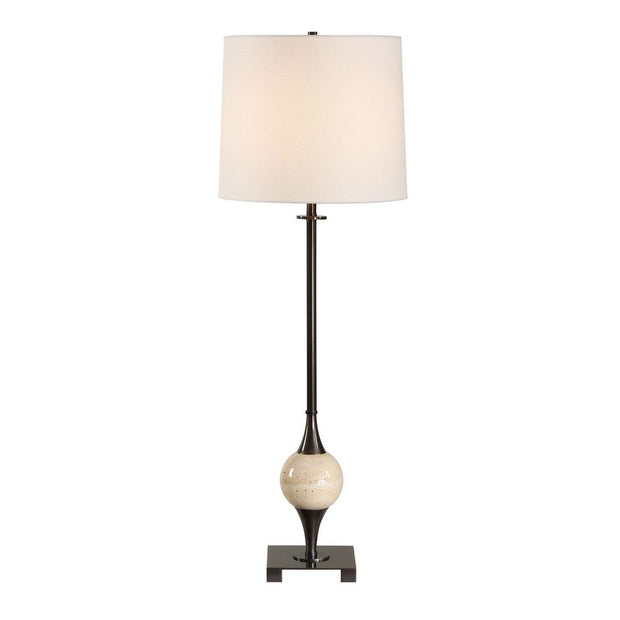 Uttermost Dempsey Dark Bronze With Travertine Orb Buffet Lamp