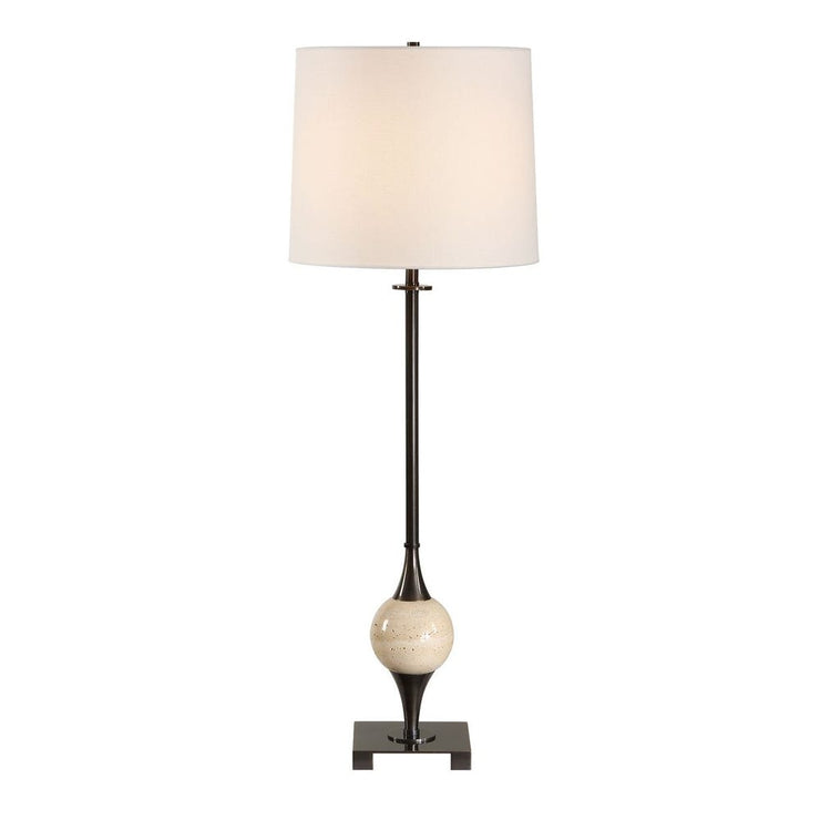 Uttermost Dempsey Dark Bronze With Travertine Orb Buffet Lamp