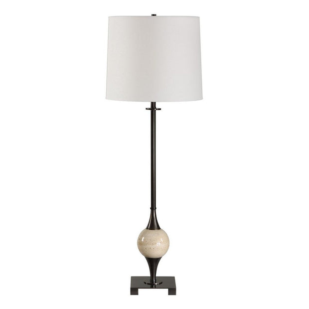 Uttermost Dempsey Dark Bronze With Travertine Orb Buffet Lamp