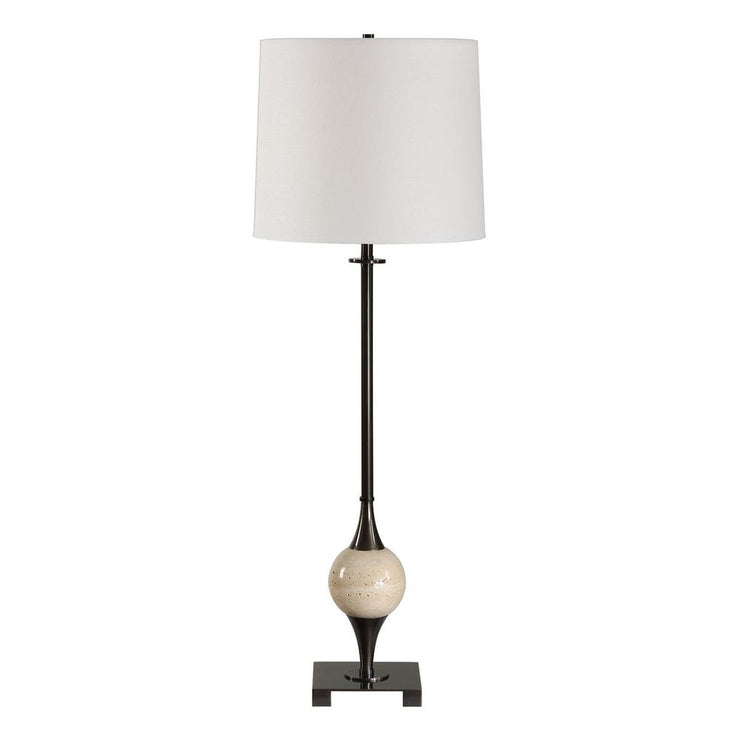 Uttermost Dempsey Dark Bronze With Travertine Orb Buffet Lamp
