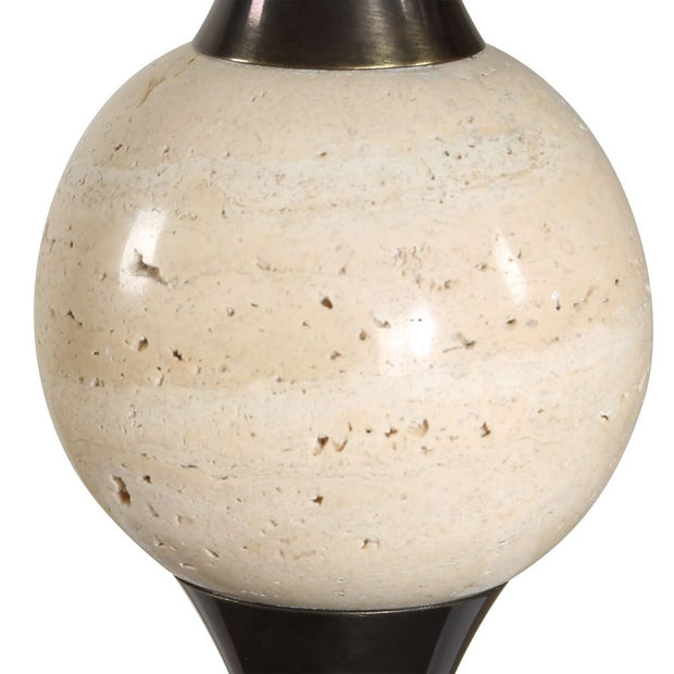 Uttermost Dempsey Dark Bronze With Travertine Orb Buffet Lamp