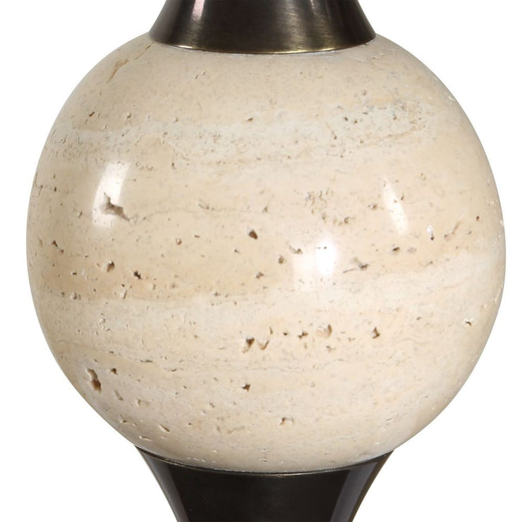 Uttermost Dempsey Dark Bronze With Travertine Orb Buffet Lamp