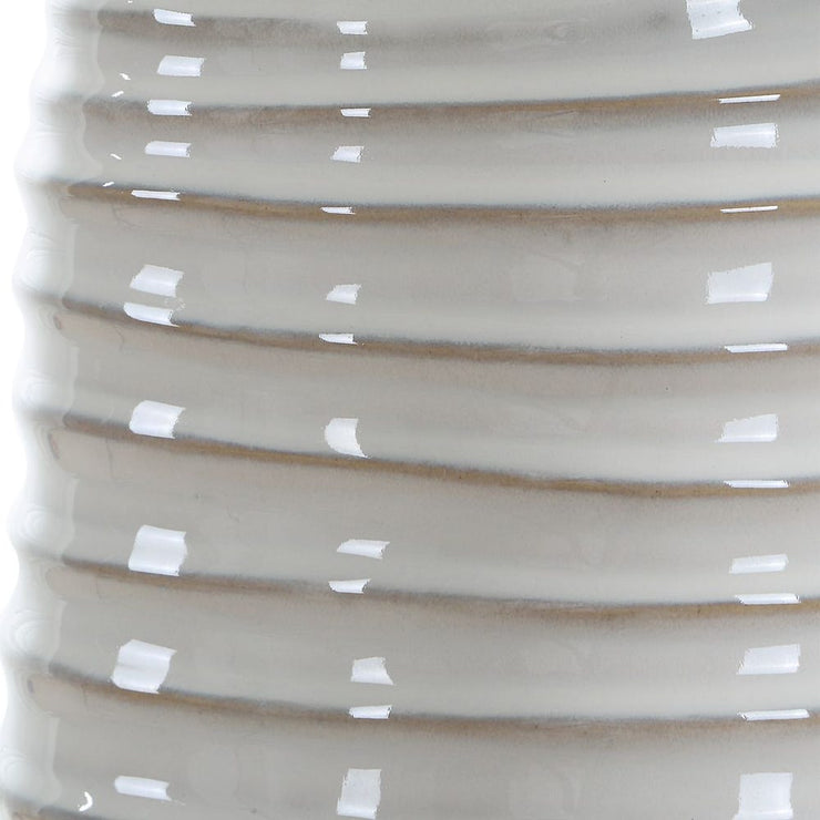 Uttermost Barat Distressed White Table Lamp With Dark Beige Linen Shade