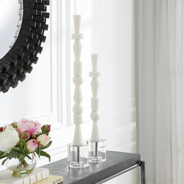 Uttermost Norte Ivory Stone and Crystal Set of 2 Sculptures