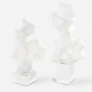 Uttermost Remnant White Stone and Crystal Set of 2 Sculptures