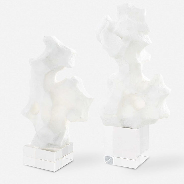 Uttermost Remnant White Stone and Crystal Set of 2 Sculptures