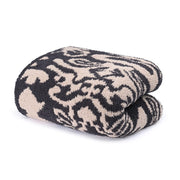 Kashwere Midnight Grey and Wheat Damask Cloud Throw Blanket