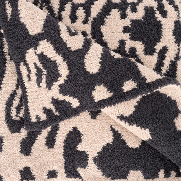 Kashwere Midnight Grey and Wheat Damask Cloud Throw Blanket