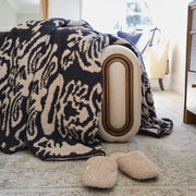 Kashwere Midnight Grey and Wheat Damask Cloud Throw Blanket
