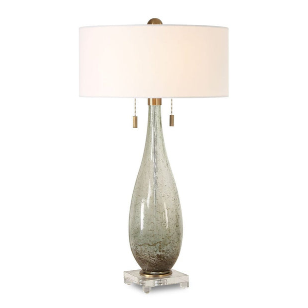 Uttermost Cardoni Smokey Fern- Green Glass Table Lamp